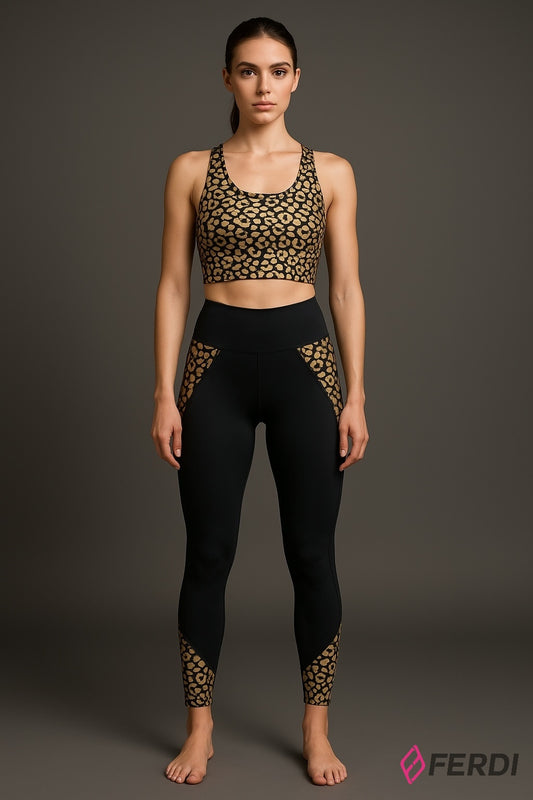 Set Deportivo para Dama – Blusa Crop Deportiva y Leggings de Compresión con detalles