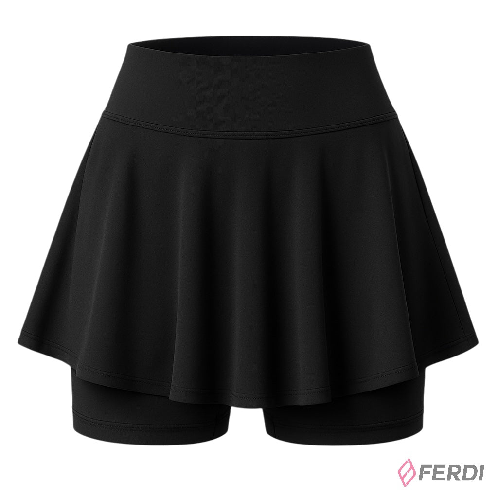Falda Short Deportiva Mujer – Cintura Alta y Bolsas Internas