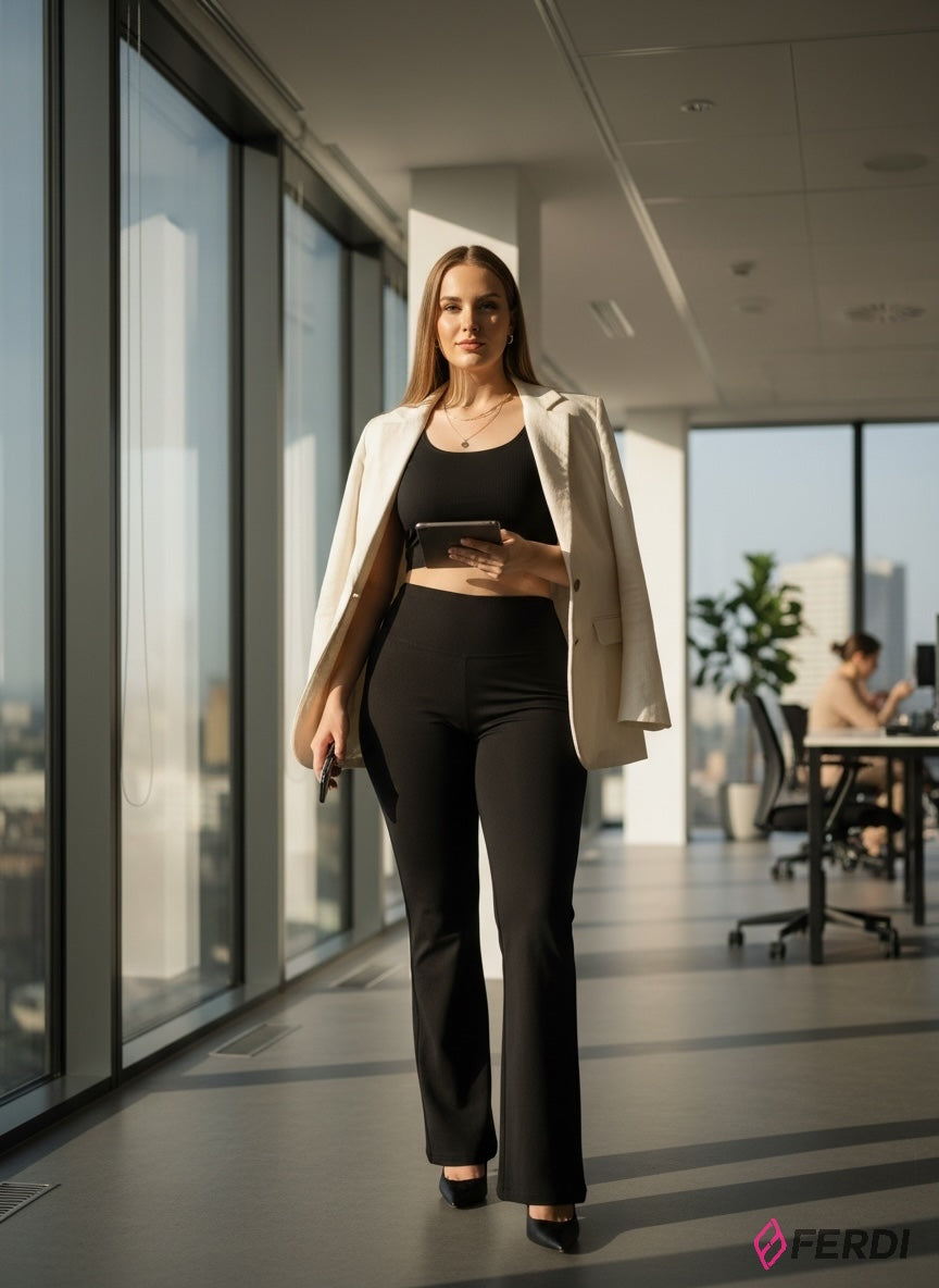 SET Esencial Elevate™: Top Crop y Pantalón Acampanado de Alto Rendimiento para la Mujer Moderna