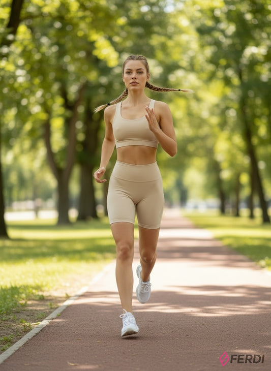 Conjunto Deportivo Esencial "Nude Harmony" - Top y Shorts de Alto Rendimiento