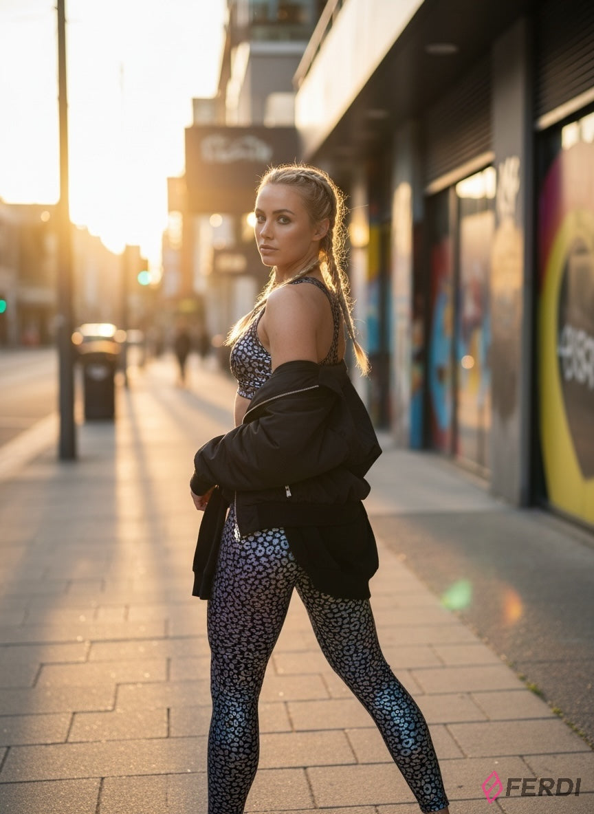 SET Deportivo "Cosmic Leopard" - Bra y Leggings de Alto Rendimiento