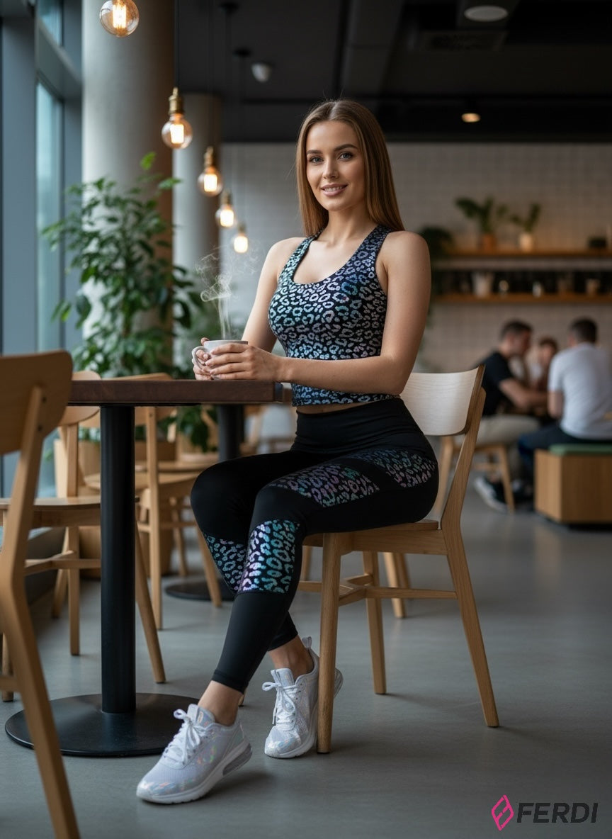 SET Deportivo "Leopard Glow" | Leggings y Top Reflectantes con Diseño Holo-Leopardo